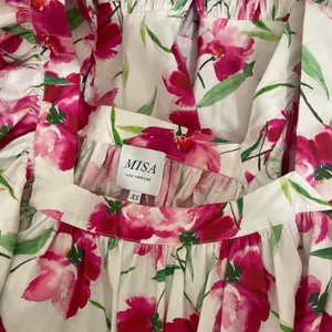 MISA Los Angeles Selma Floral Dress Ruffled A-Line Mini White Pink X-Small thumbnail 12