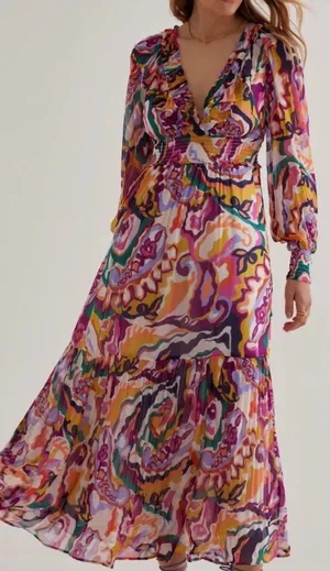 Anthropologie The Odetta Ruffled V-Neck Dress, Size XXS thumbnail 1