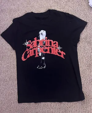 Sabrina Carpenter Black Short-Sleeve Graphic Tee with Red Logo thumbnail 1