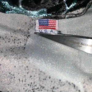 Women's leaf pattern velvet kaftan/dress blue/black & green OS made in US thumbnail 4