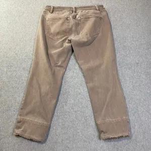 J. Jill Denim Authentic Fit Cropped Jeans Women's Sz 2P Tan/Taupe Raw‎ Hem EUC thumbnail 2
