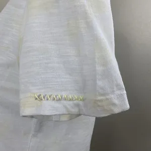 Loveshackfancy White Yellow Speckled Tshirt Women’s Sz XS Cotton Top *Flaw thumbnail 5