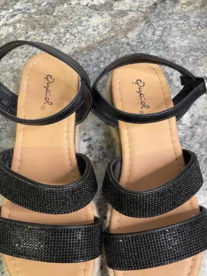 Qupid Black Rhinestone Strappy Sandals for Women thumbnail 7