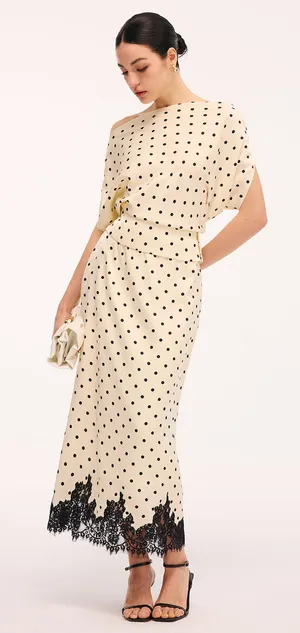 Commense Polka Dot Top & Lace Trim maxi Skirt Set Large thumbnail 1