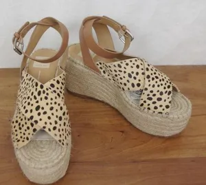 Leopard Print Hair on Hide Platform Espadrille Sandals Size 9.5 thumbnail 1