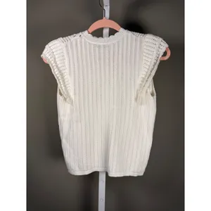 Current Air Cream Knit Sweater Tank Top Ruffle Sleeve‎ Boho Chic thumbnail 7