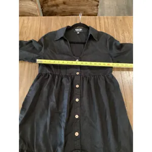 C'est Toi Flounce black 3/4 sleeve tiered Button down casual Swing Dress thumbnail 7