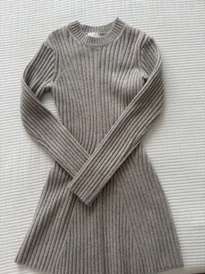 Rib Knit Dress H&M light beige melange thumbnail 1