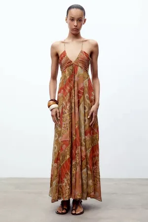 Zara flowy Floral Maxi Dress boho summer casual vacation thumbnail 12