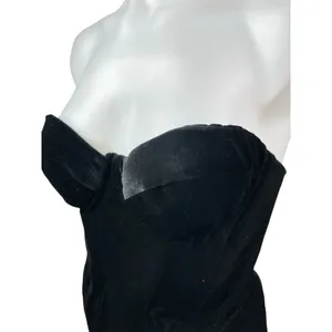 House of CB Black Velvet Velour Sweetheart Strapless Bustier Corset Top Size M thumbnail 3