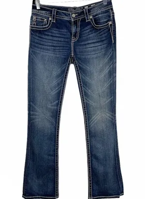 Miss Me Signature Bootcut Jeans Sz 30 Dark Wash Embellished Embroidered Y2K thumbnail 1