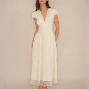 Rihoas Apricot V Neck Lace Maxi Dress thumbnail 7