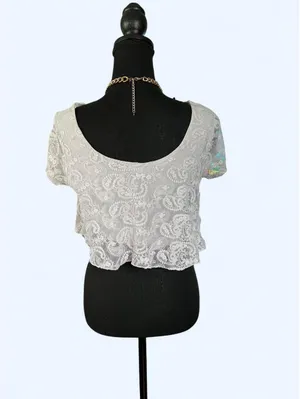 Vintage Y2K Charlotte Russe Fairycore Coquette Lace Asymmetrical Top Size Large thumbnail 4