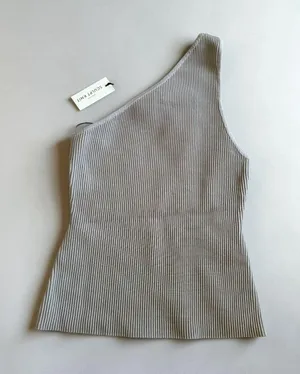 BABATON Artizia Taupe Gray One Shoulder Sculpt Knit Top Size Medium NEW NWT thumbnail 1