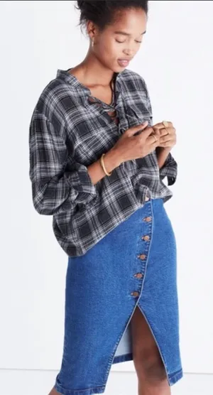 Madewell lace up flannel thumbnail 1
