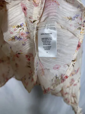 By Together Womens Floral Mock Neck Blouse Top Cream Small thumbnail 4