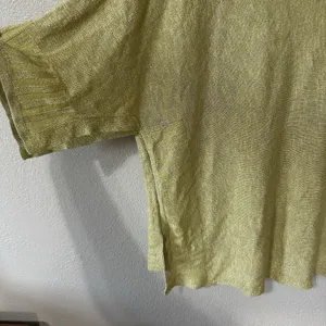 Anthropologie Medium Alica‎ Shimmer Metallic Shirt Yellow Linen Blend Oversized thumbnail 4