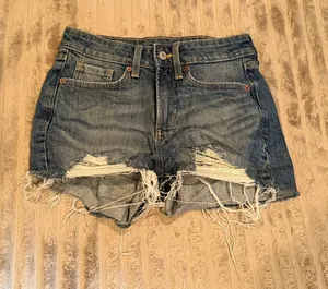 Old Navy OG Straight High-Rise Distressed Denim Shorts Size‎ 0 Cutoff Raw Hem thumbnail 1
