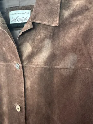 Lord & Taylor Brown Genuine Suede Leather Shirt Jacket Fully Lined size S* thumbnail 2