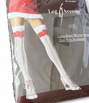 Leg Avenue Bow Christmas Thigh Highs thumbnail 1