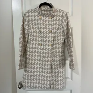 Banana Republic Houndstooth Trench Coat Sz S thumbnail 5