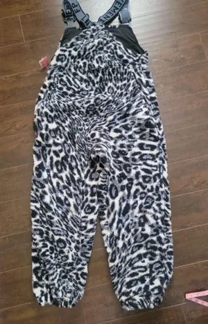Free People Black & White Leopard Fleece Jumpsuit thumbnail 1