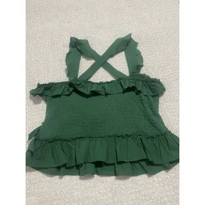 Anthropologie Green Smocked Ruffle CamisolTank Top Square Neck Sleeveless SizeL thumbnail 8