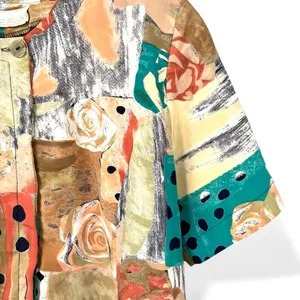 vintage 1990s | L | Blouse Top Shirt with a rose and dots patchwork print women thumbnail 2