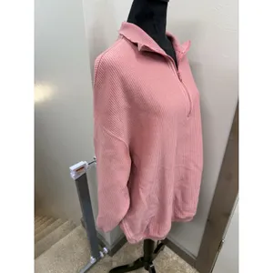 Aerie Ribbed Pink Sweatshirt Relaxed Oversized Fit 1/4 Zip Lounge NEW W Tags S thumbnail 2