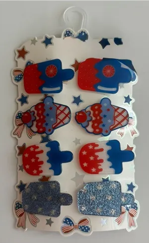 Popsicle nwt patriotic Red & Blue Decorative Hair Clips - 8-Pack thumbnail 1