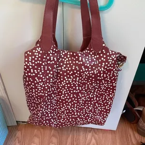 Chocolate Polka Dot Tote Bag with Crossbody‎ Strap Dalmatian Print Brown Classic thumbnail 3