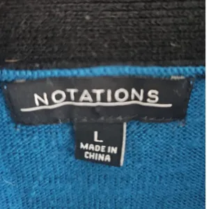 Notations Sweater Sz L Open Front Tunic Cardigan Shawl Collar Striped‎ thumbnail 3