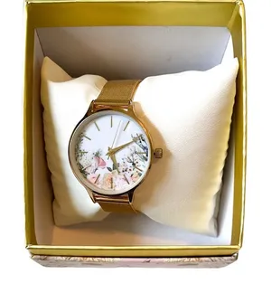 Time and Tru Gold Floral Watch Adjustable Faux Gold Bracelet Feminine Chic Y2K thumbnail 1