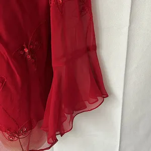 Silkland Gorgeous 💯% Silk Flutter Sleeves Red Sequin Shirt Top **Size L** 🔥🔥 thumbnail 5