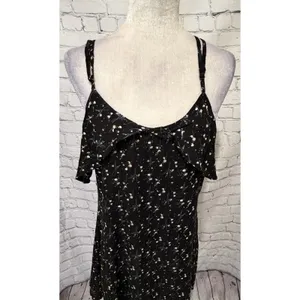 Lagaci Black Floral Frenzy Adjustable Strap Rayon Dress NWT Size XL thumbnail 2
