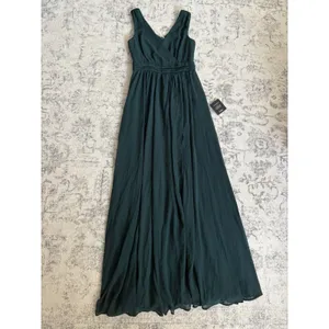 Lulus Thoughts of Hue Emerald Green Surplice Maxi Dress Size XS NWT Bridesmaid thumbnail 3