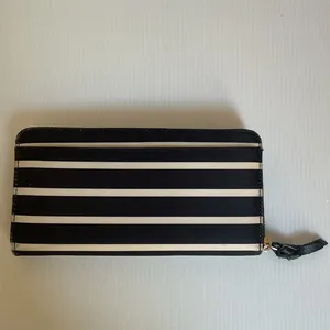 Kate Spade New York Black White Striped Zip Around Wallet Continental Purse thumbnail 2