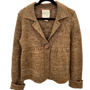 Kenji Women's Wool Blend Chunky Marled Knit Button Cardigan Sweater Y2K Sz‎ L thumbnail 1