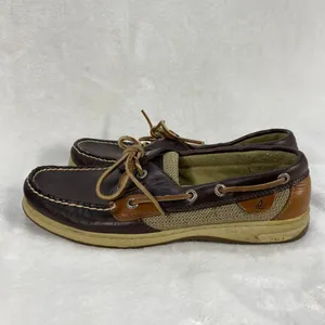 Sperry Top-Sider Leather Boat Shoes Mesh Detail Brown Tan Comfort Loafers‎ 7.5M thumbnail 6