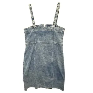 NWT Asymmetrical Denim Mini Dress Acid Wash Western Festival Mall Goth Y2K Indie thumbnail 2