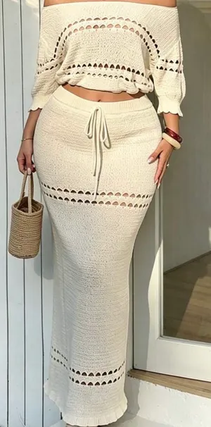 Plus Size Women Apricot Vacation Holiday 2 Pieces Causal set Size (0XL) thumbnail 2