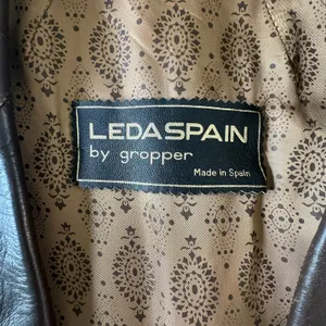 Leda Spain 12 vintage brown leather trench coat jacket long 70's retro thumbnail 4