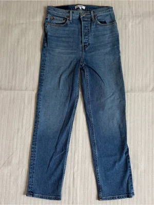 Re/Done Comfort Stretch High-Rise 70s Stove Pipe in Western Blue Size 26 thumbnail 2