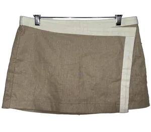 Abercrombie & Fitch Tan White Linen Wrap Mini Skort Mini Skirt Womens Size Small thumbnail 1