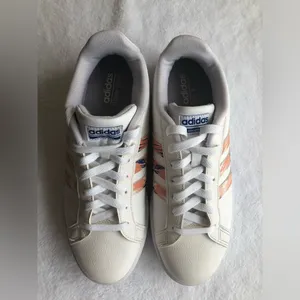 Adidas Cloudfoam Advantage Shoes Womens 9.5 White Peach Casual Sneakers thumbnail 7