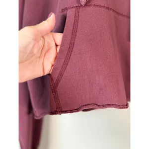 Abercrombie & Fitch Burgundy Cropped‎ Logo Hoodie Sweatshirt Medium Boxy Raw Hem thumbnail 4