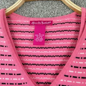 Alexandra Bartlett Tank Cardigan Set Pink Striped Cotton Size M Y2K Coquette thumbnail 4