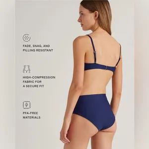 NWT Quince Navy Blue Italian v-neck bikini top Sz L thumbnail 5