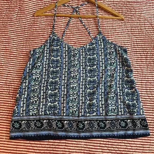 Hollister Blue and White Relaxed Crop Top thumbnail 1
