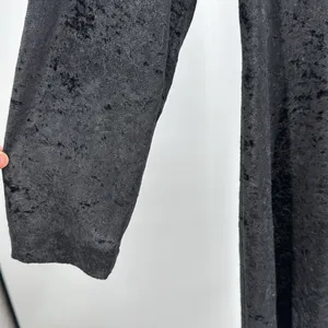 Black vintage crushed velvet Midi Dress long sleeve flowy cross cross back witch thumbnail 10